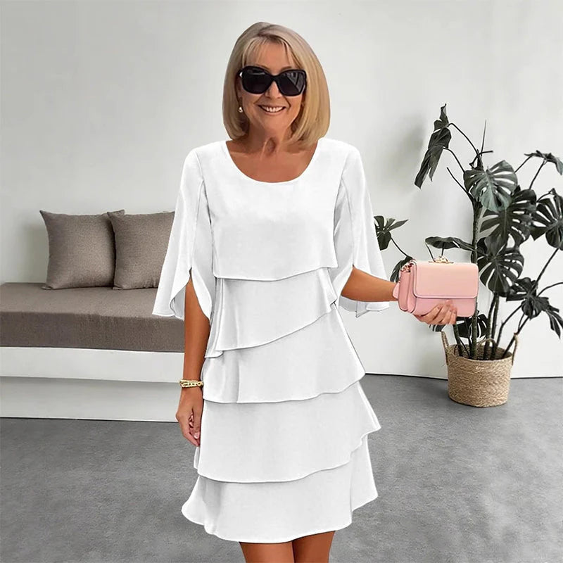 🎁 50% POPUSTA! Elegantna haljina s višeslojnim volanima na rukavima za žene - jednostavan stil za svaku priliku 💃