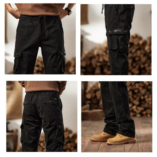 👖🛠️ Muške taktičke hlače od 100% pamuka, u kaki boji - s mnogo džepova