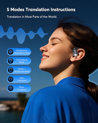 3 u 1 Bluetooth slušalice s prevođenjem za putovanja/glazbu/pozive, slušalice s prevođenjem engleskog i španjolskog jezika