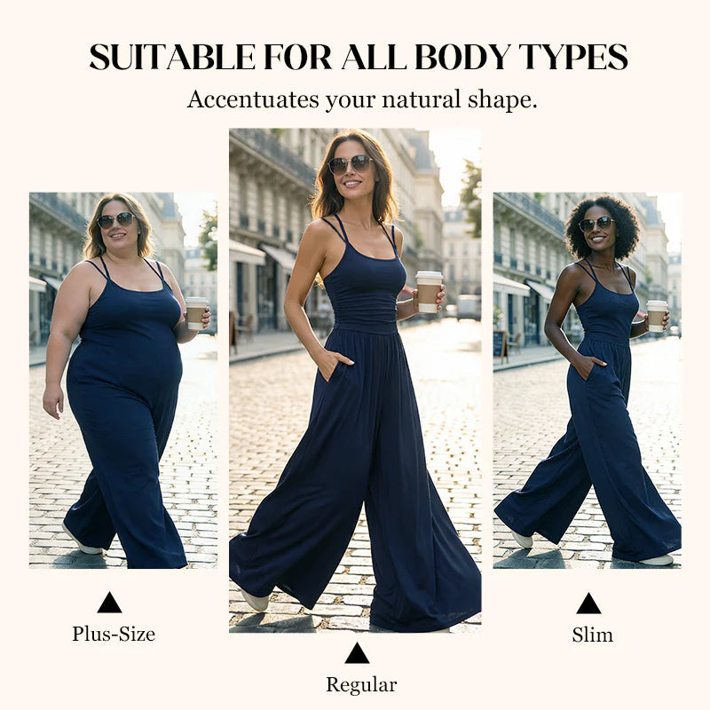 ☀️Ženski kombinezon - naramenice s izraženim strukom i širokim nogavicama