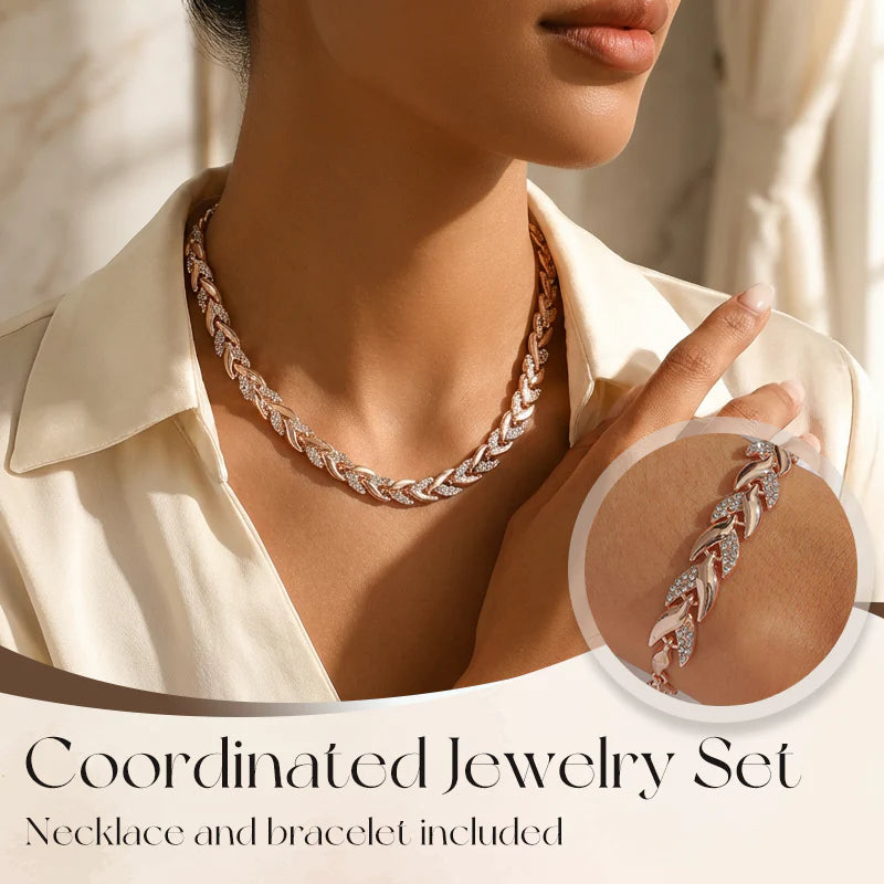 🍃 Set nakita s uzorkom lišća - ogrlica + narukvica | Prirodna elegancija za svakodnevno nošenje ✨
