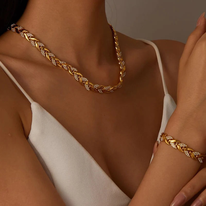 🍃 Set nakita s uzorkom lišća - ogrlica + narukvica | Prirodna elegancija za svakodnevno nošenje ✨