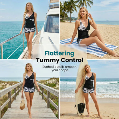 👙Set tankinija visokog struka i kratkih hlača s tropskim uzorkom🌴