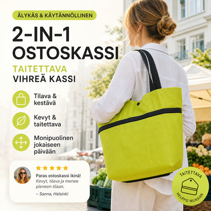 Torba za kupovinu 2 u 1, presavijiva zelena torba