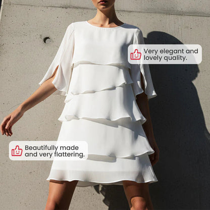 🎁 50% POPUSTA! Elegantna haljina s višeslojnim volanima na rukavima za žene - jednostavan stil za svaku priliku 💃
