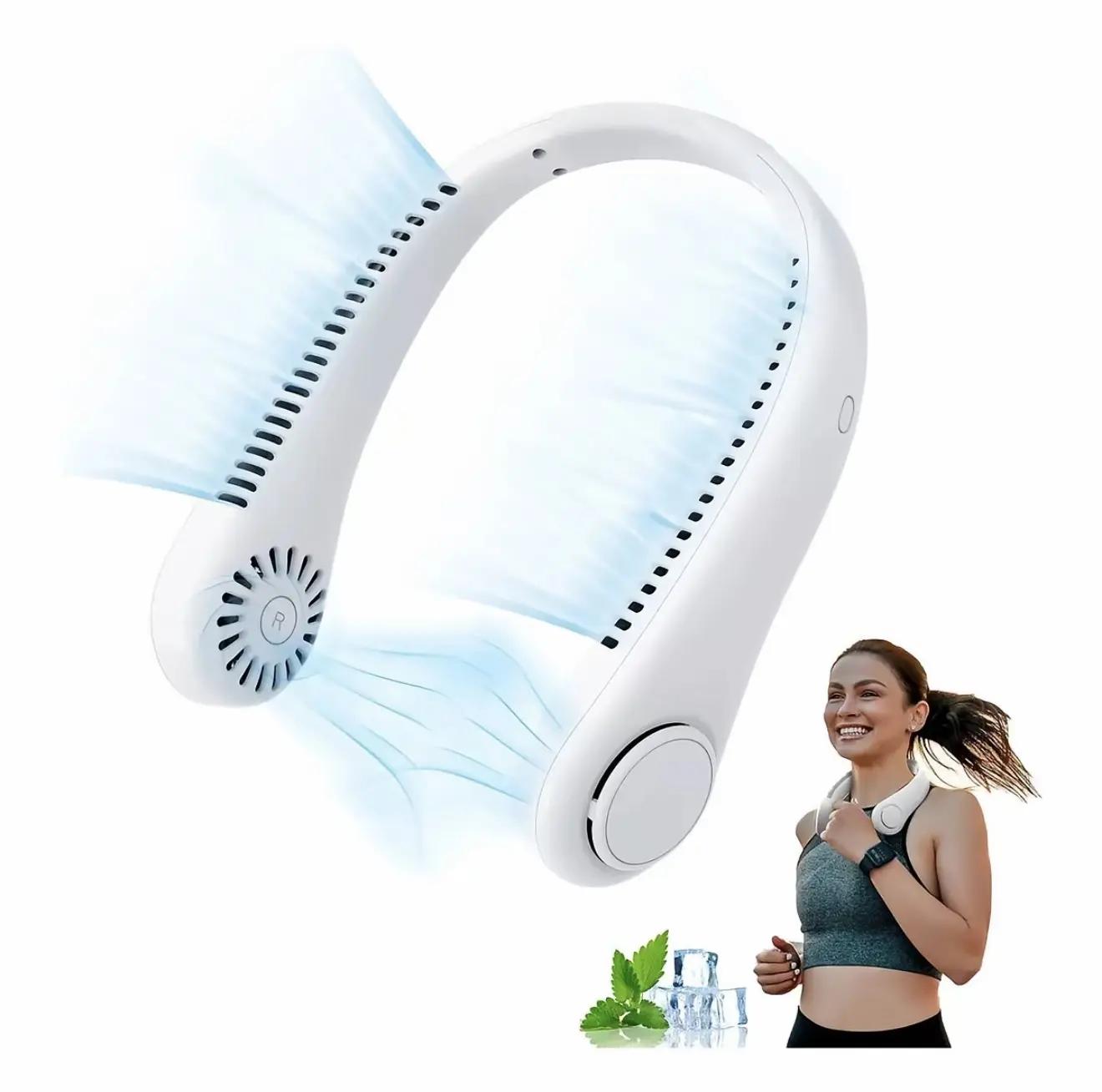 Prijenosni mini ventilator za vrat, punjiv USB, hands-free, bez lopatica, 3 brzine, snažan protok zraka