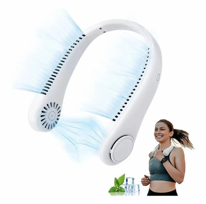 Prijenosni mini ventilator za vrat, punjiv USB, hands-free, bez lopatica, 3 brzine, snažan protok zraka