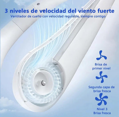 Prijenosni mini ventilator za vrat, punjiv USB, hands-free, bez lopatica, 3 brzine, snažan protok zraka