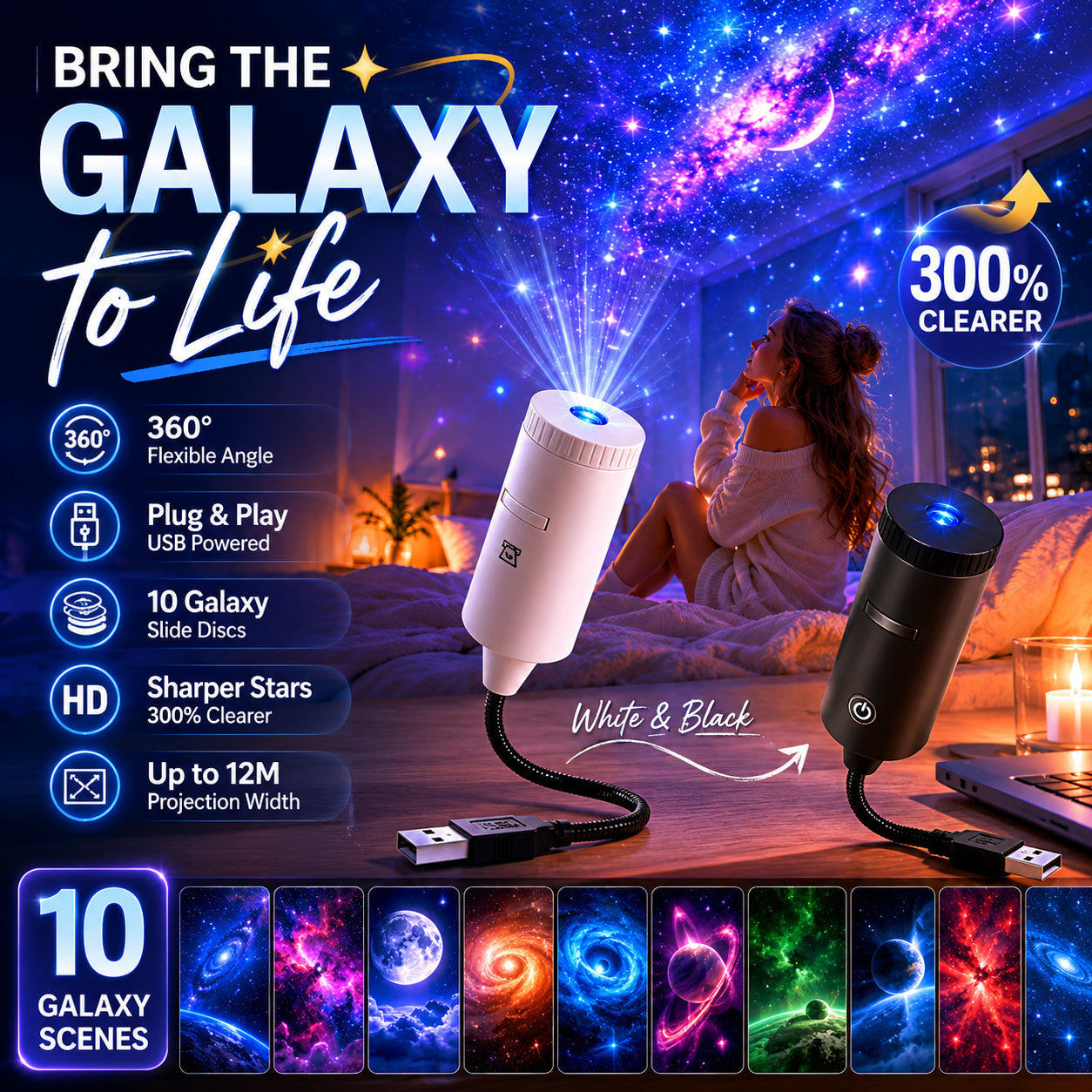Plug-and-Play HD zvjezdani projektor