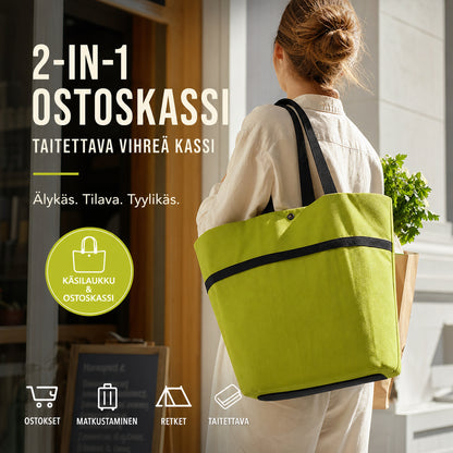 Torba za kupovinu 2 u 1, presavijiva zelena torba