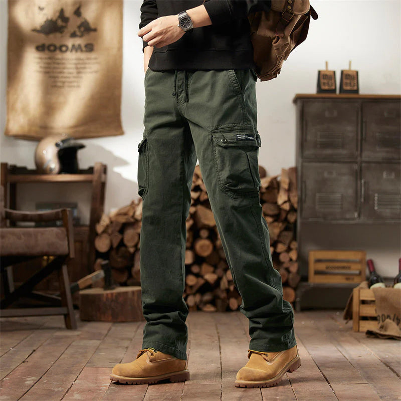 👖🛠️ Muške taktičke hlače od 100% pamuka, u kaki boji - s mnogo džepova