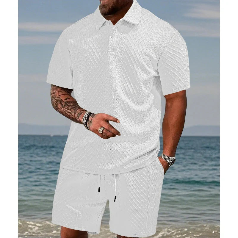 👕 50% POPUSTA! 💎 Muški dvodijelni set s dijamantnim uzorkom - košulja kratkih rukava i kratke hlače - prozračan, bez bora i opušten ljetni izgled ☀️
