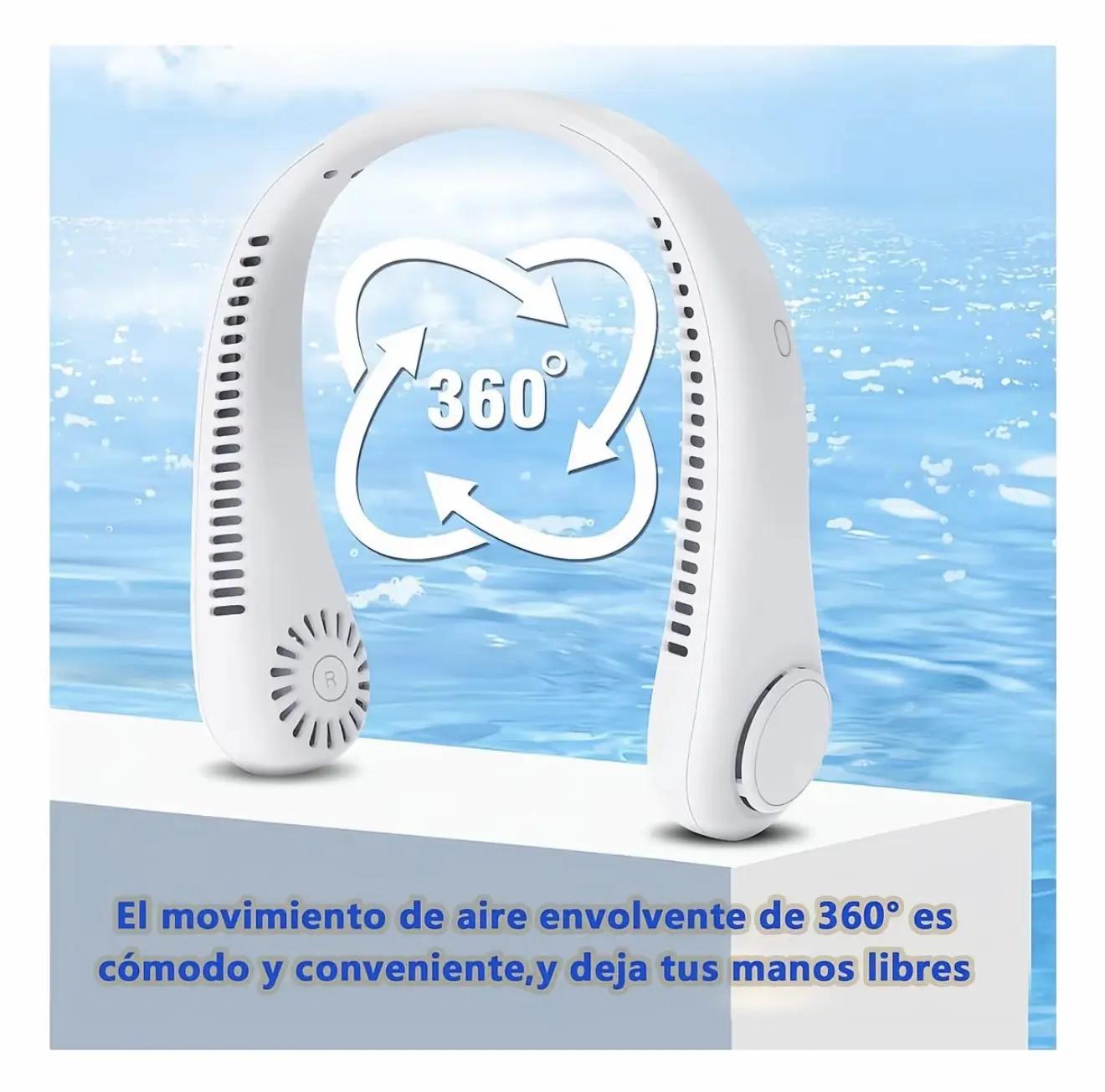 Prijenosni mini ventilator za vrat, punjiv USB, hands-free, bez lopatica, 3 brzine, snažan protok zraka
