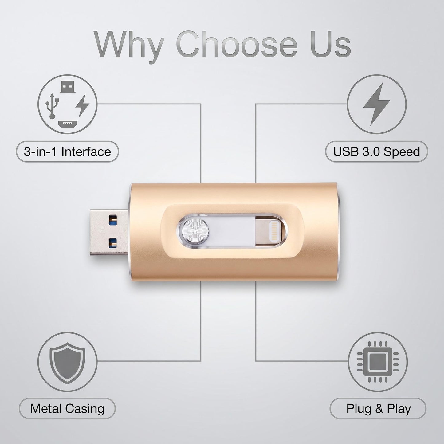 3-u-1 univerzalni USB stick