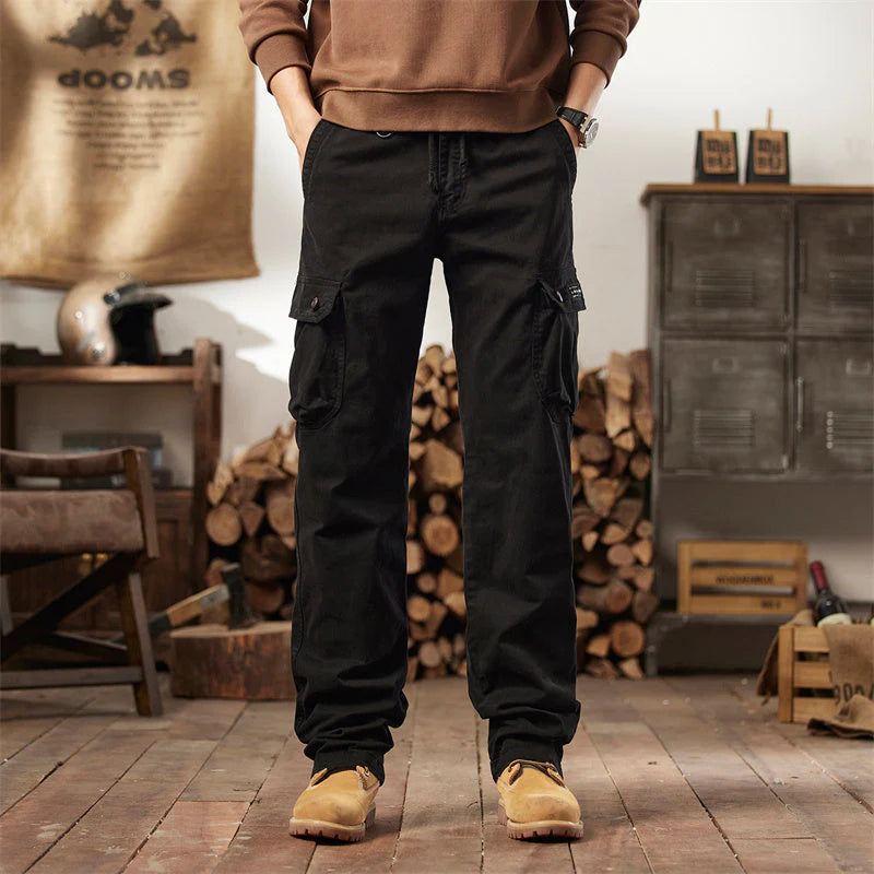 👖🛠️ Muške taktičke hlače od 100% pamuka, u kaki boji - s mnogo džepova