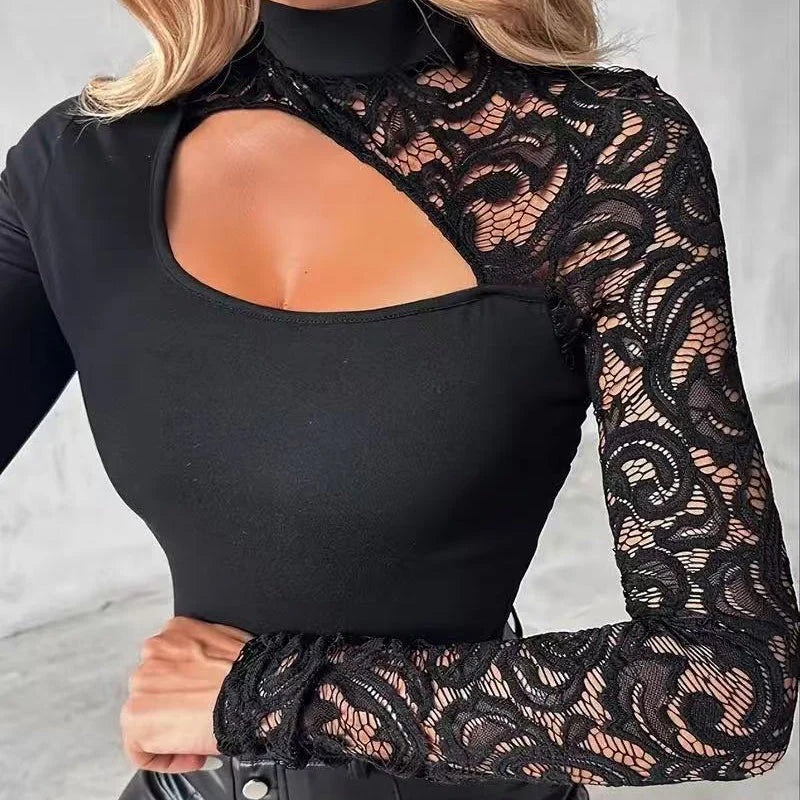 🔈🔈NOVO 60% POPUSTA🌸Ženski asimetrični top s izrezom i čipkastim rukavima👚