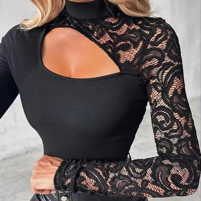 🔈🔈NOVO 60% POPUSTA🌸Ženski asimetrični top s izrezom i čipkastim rukavima👚