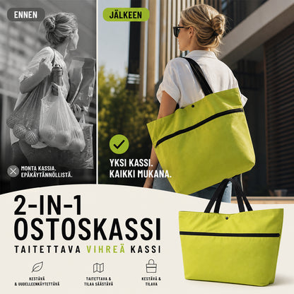 Torba za kupovinu 2 u 1, presavijiva zelena torba