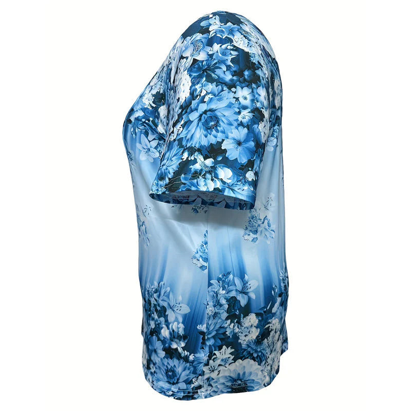 👚 50% POPUSTA! 🌸 Elegantna ženska majica kratkih rukava s cvjetnim printom - Lagana tkanina, romantičan dizajn i savršena za tople dane ☀️