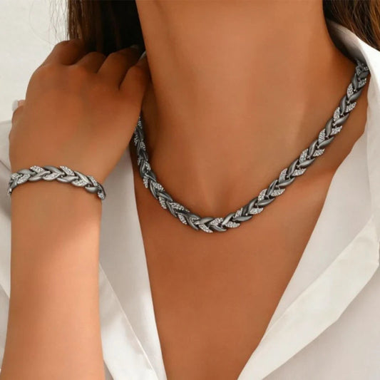 🍃 Set nakita s uzorkom lišća - ogrlica + narukvica | Prirodna elegancija za svakodnevno nošenje ✨