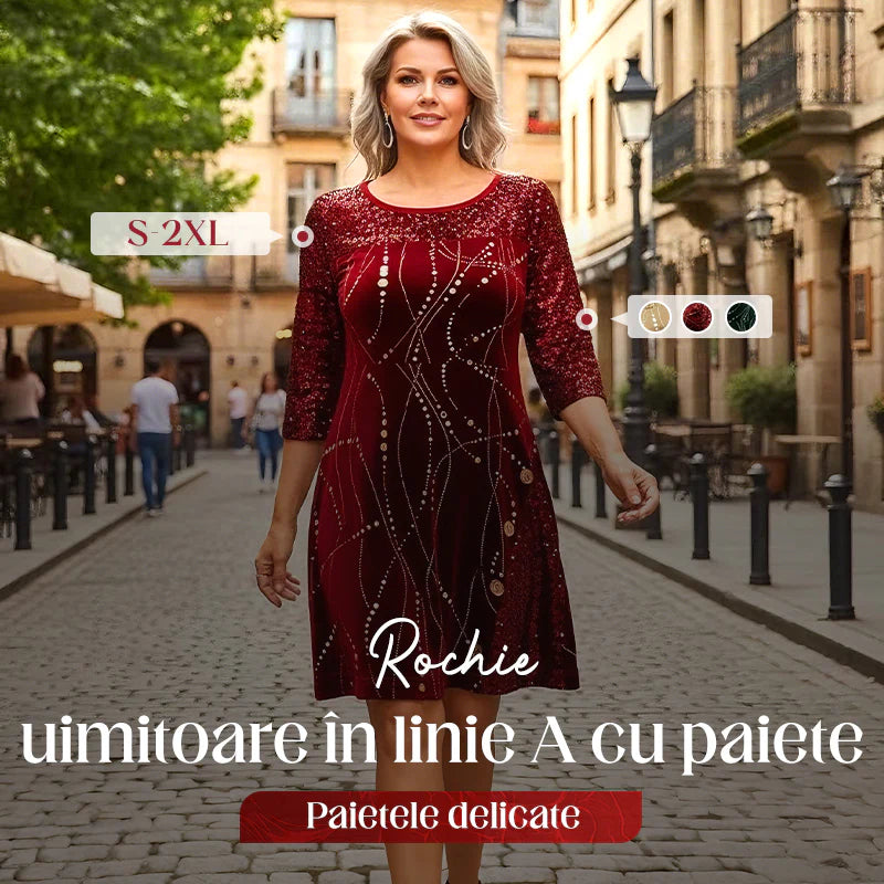 👗 SADA 50% POPUSTA! ⏰ Elegantna haljina A-kroja sa šljokicama – Zapanjujući sjaj i savršen kroj, idealna za zabave i svečanosti ✨
