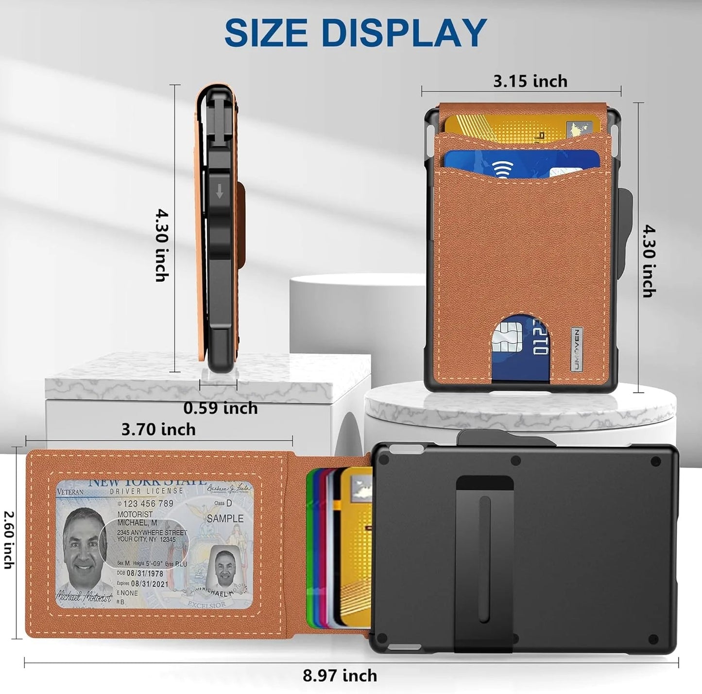 ✨Muški novčanik AirTag - s uvlačivim aluminijskim kućištem, kopčom za novčanice, finim kožnim utorima, držačem za kreditne kartice, RFID blokadom, minimalističkim dvostrukim preklopnim novčanikom