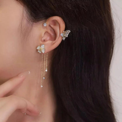 💕Posebna ponuda za Valentinovo - 50% popusta💕Jednostavne naušnice s motivima leptira i cvijeća i resicama - elegantne i udobne, bez potrebe za piercingom 🌸🦋