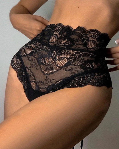 Seksi čipkaste gaćice visokog struka s vezicama (pakiranje od 3 komada)