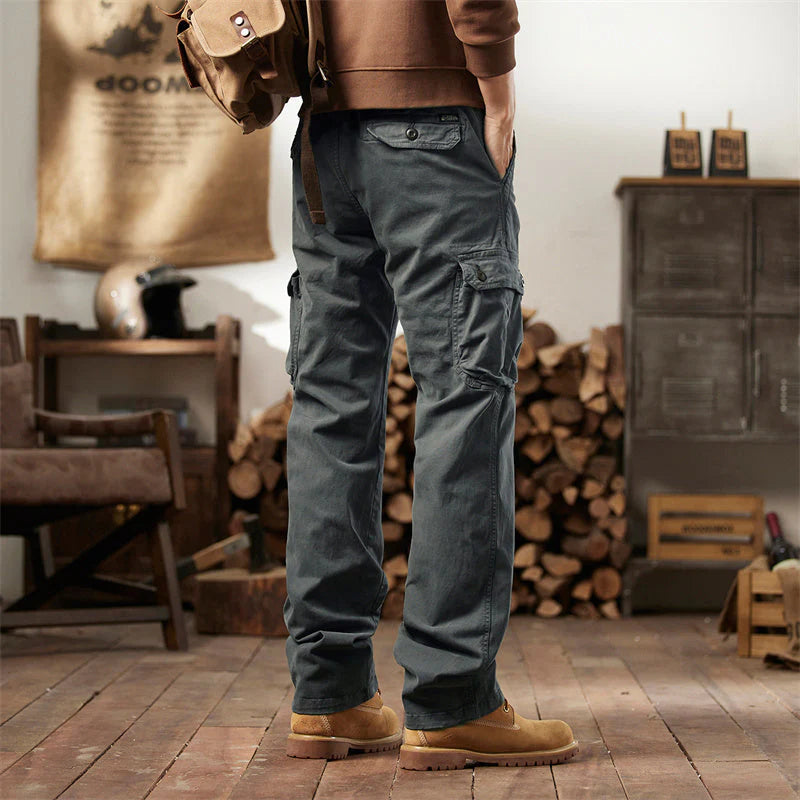 👖🛠️ Muške taktičke hlače od 100% pamuka, u kaki boji - s mnogo džepova