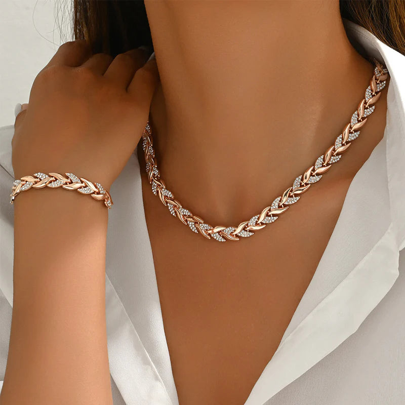 🍃 Set nakita s uzorkom lišća - ogrlica + narukvica | Prirodna elegancija za svakodnevno nošenje ✨