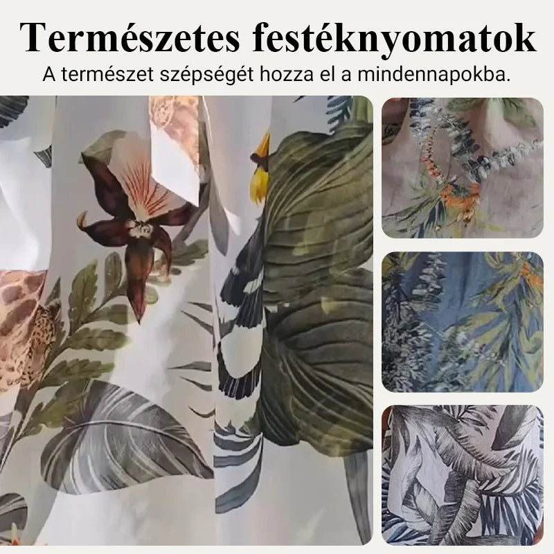 🌼Ženska haljina s okruglim izrezom od pamuka i lana s printom