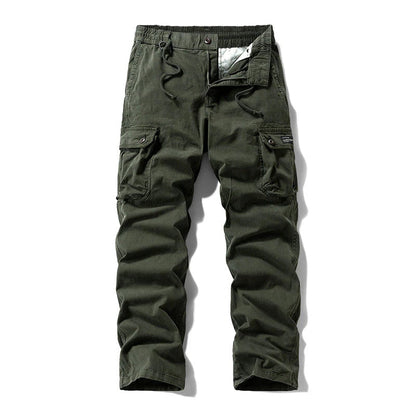 👖🛠️ Muške taktičke hlače od 100% pamuka, u kaki boji - s mnogo džepova