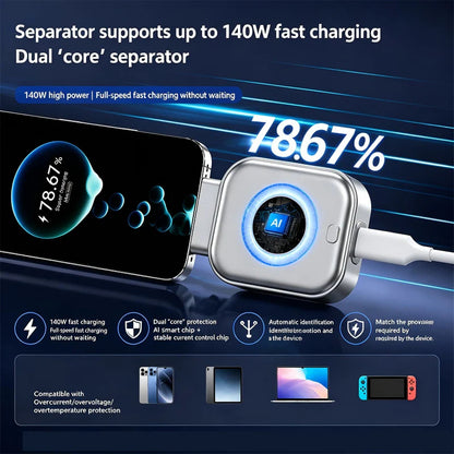 🛡️⚡Prijenosni adapter za brzo punjenje s automatskim isključivanjem