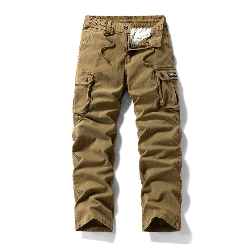 👖🛠️ Muške taktičke hlače od 100% pamuka, u kaki boji - s mnogo džepova