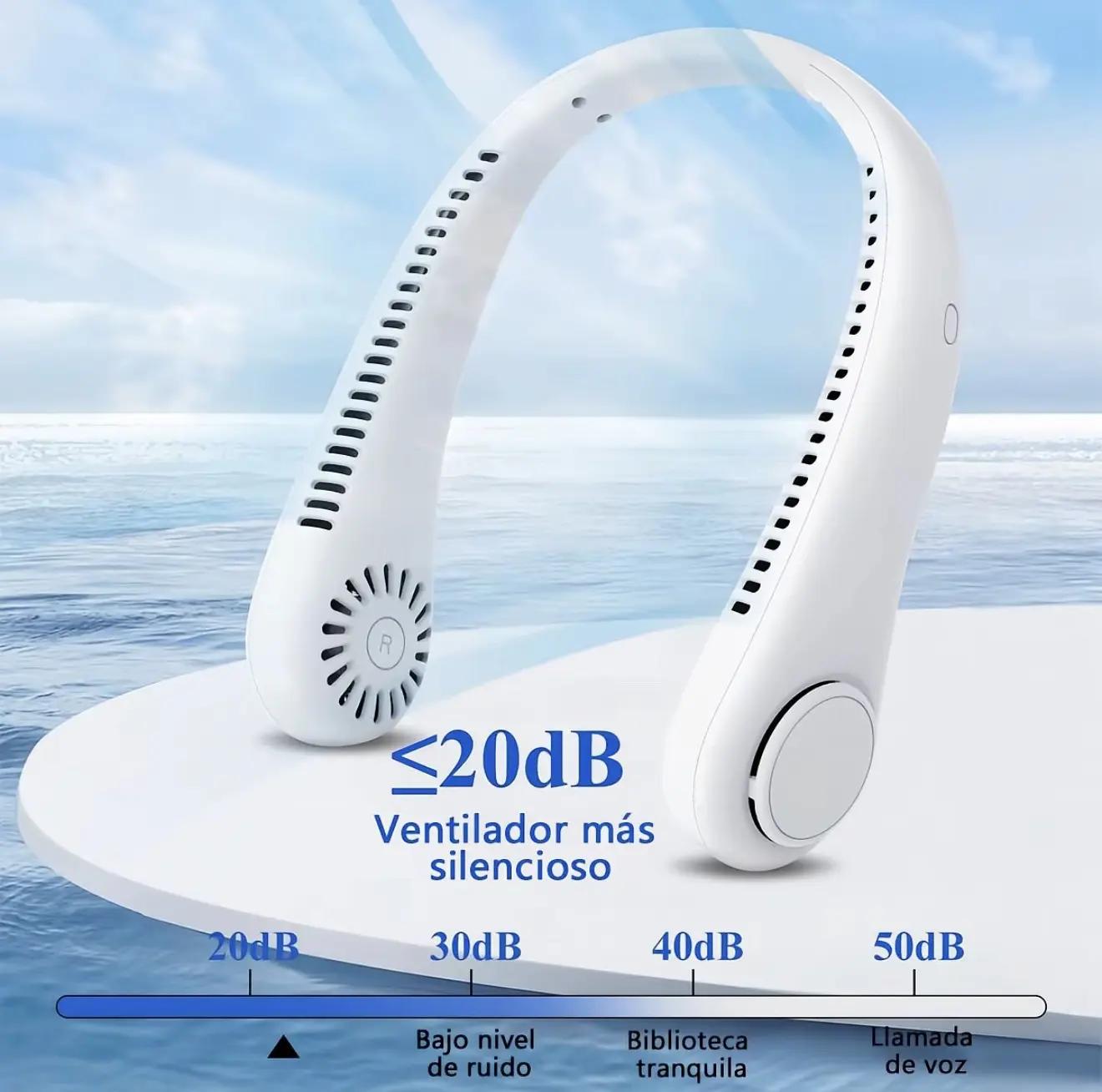 Prijenosni mini ventilator za vrat, punjiv USB, hands-free, bez lopatica, 3 brzine, snažan protok zraka
