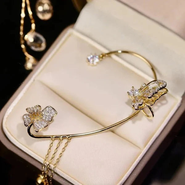💕Posebna ponuda za Valentinovo - 50% popusta💕Jednostavne naušnice s motivima leptira i cvijeća i resicama - elegantne i udobne, bez potrebe za piercingom 🌸🦋