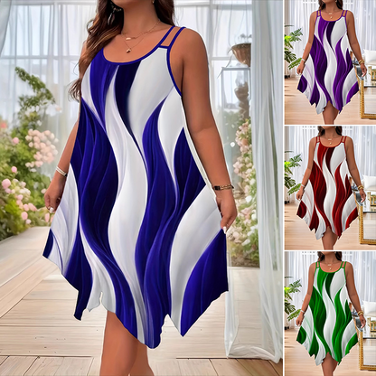 Ženska moderna midi haljina bez rukava s dvostrukim ramenima